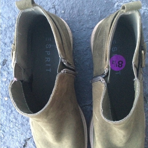 WOMENS ESPRIT ANKLE BOOTS DARK OLIVE GREEN SUEDE SIZE 8.5 SIENNA - Picture 6 of 8